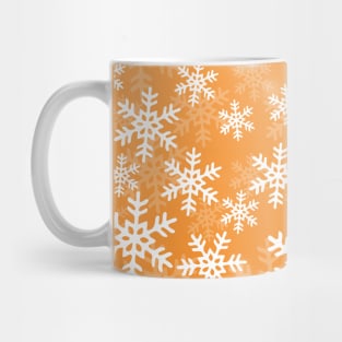 Orange and White Snowflakes Mug